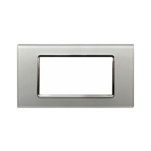 [6970597468443/0793541333293 - Placca 4P vetro INT-LGT argento] 8004BL-3