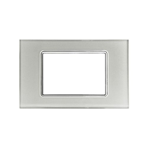 [Placca 3P vetro INT-LGT argento] 8003BL-3